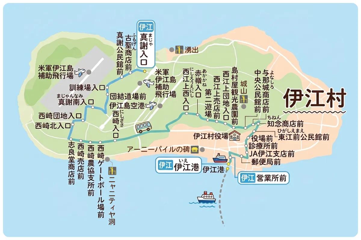 伊江島のマップのイラスト